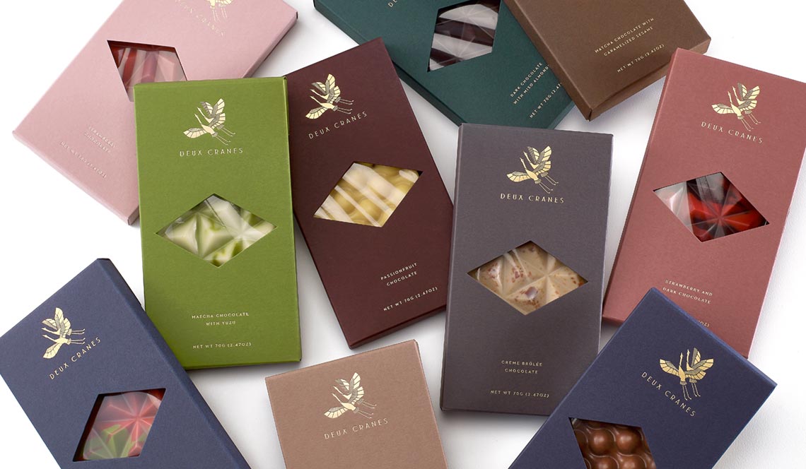 Folding Carton Chocolate Packaging for Deux Cranes