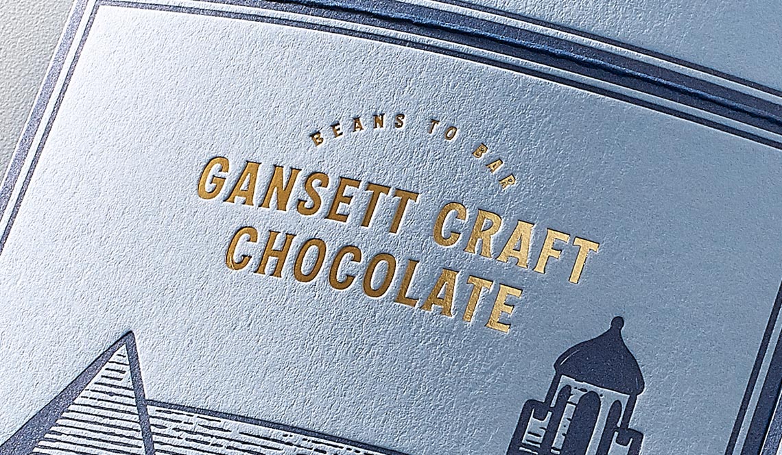Letterpress Packaging for Gansett Craft Chocolate